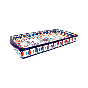 Charola rectangular con asas